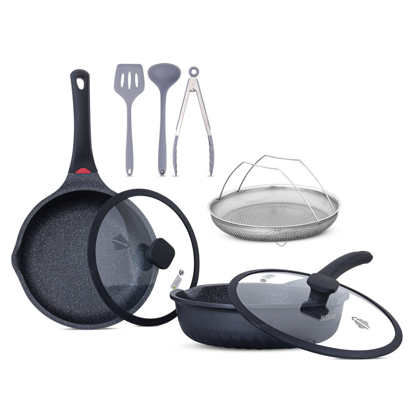 10 - Piece Non-Stick Aluminum Cookware Set, Black