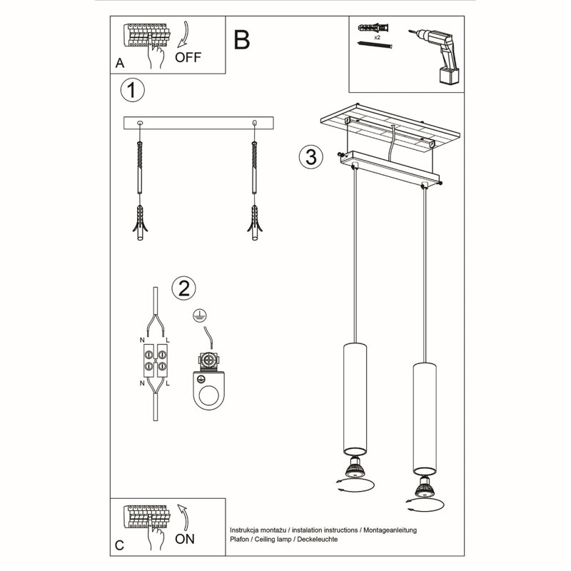 Robidoux - Light Single Pendant, 100cm H x 34cm W x 6cm D