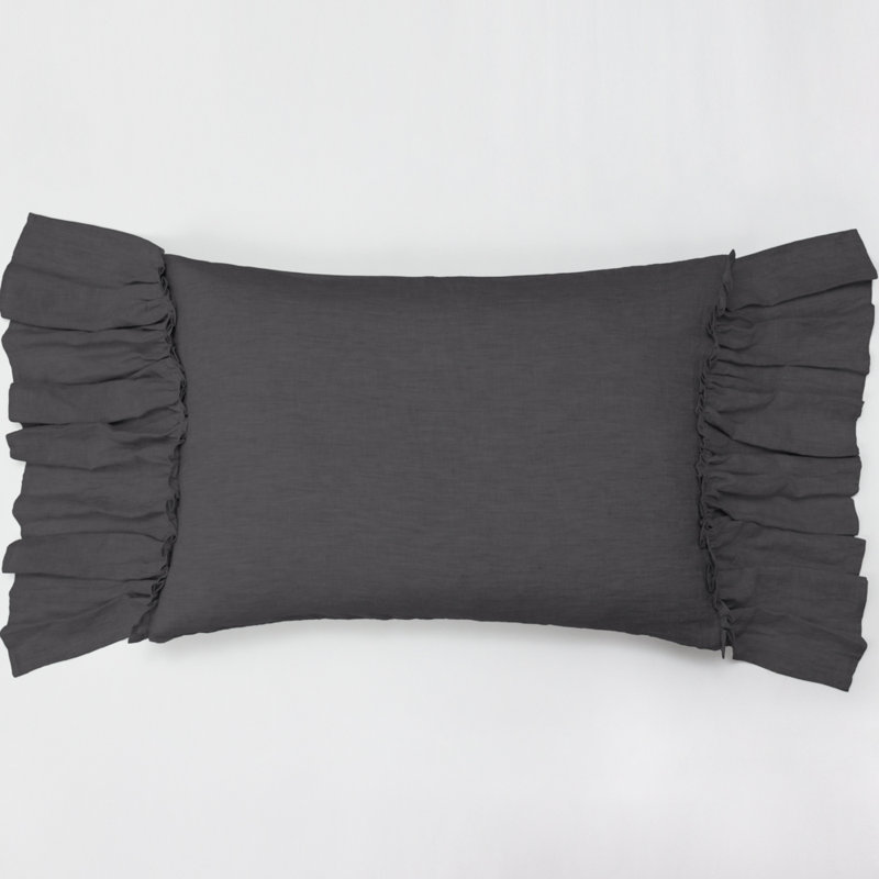Taie décorative en mélange de coton de couleur unie Calie - très grand, Très grand, Gris
