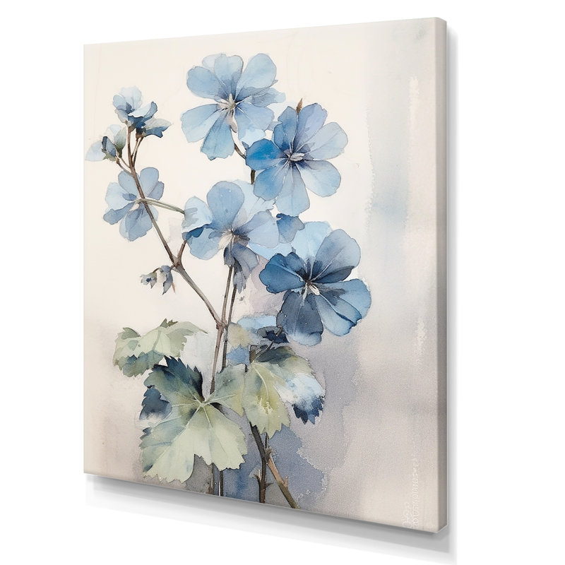«Blue and White Geranium Minimal Expression I», reproduction sur toile, Toile tendue, H 32 po x l 16 po x P 1 po