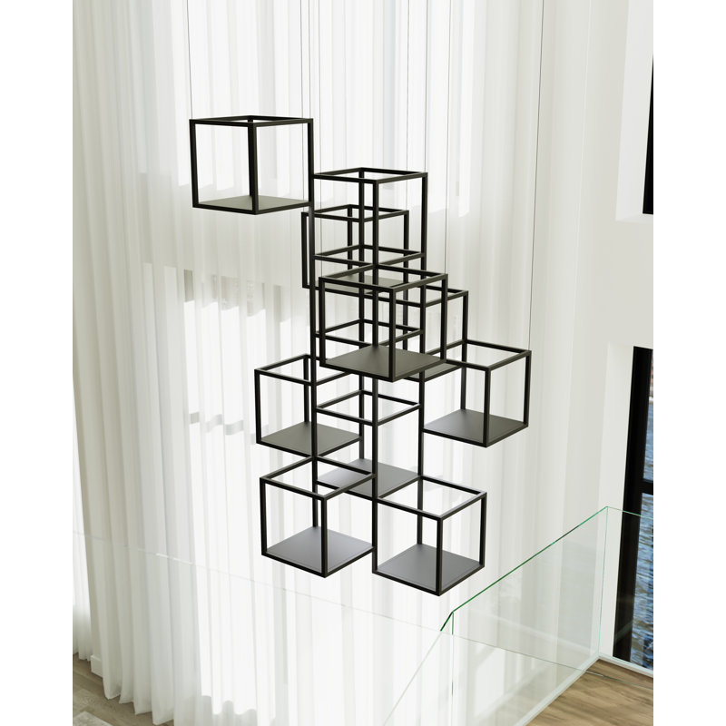 Lustre carré unique à 12 lumières DEL Cubix, 12