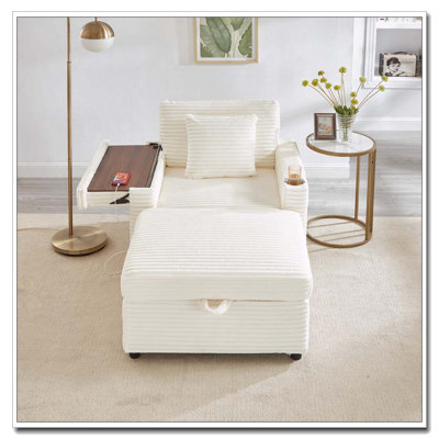 Fauteuil d'appoint confortable en velours côtelé