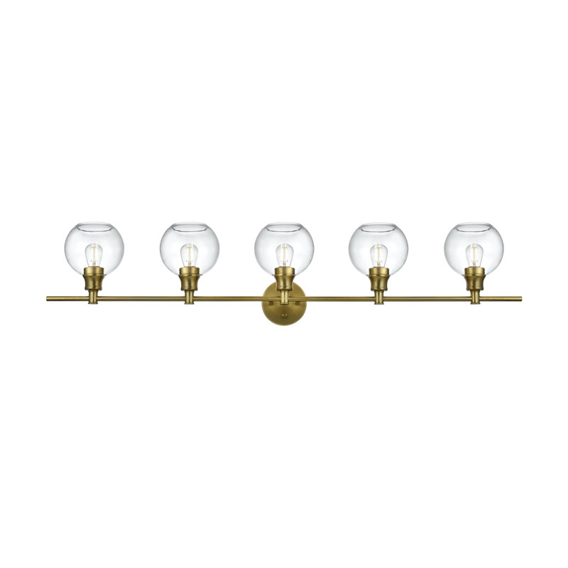 Applique murale Collier en or satiné et verre clair, H 10 po x l 8 po x P 47 po, Clair, 5 lumières