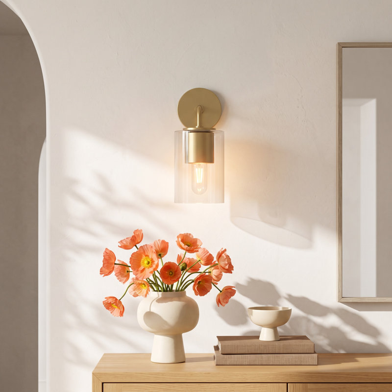 Kassia Steel Armed Sconce, Aged Brass
