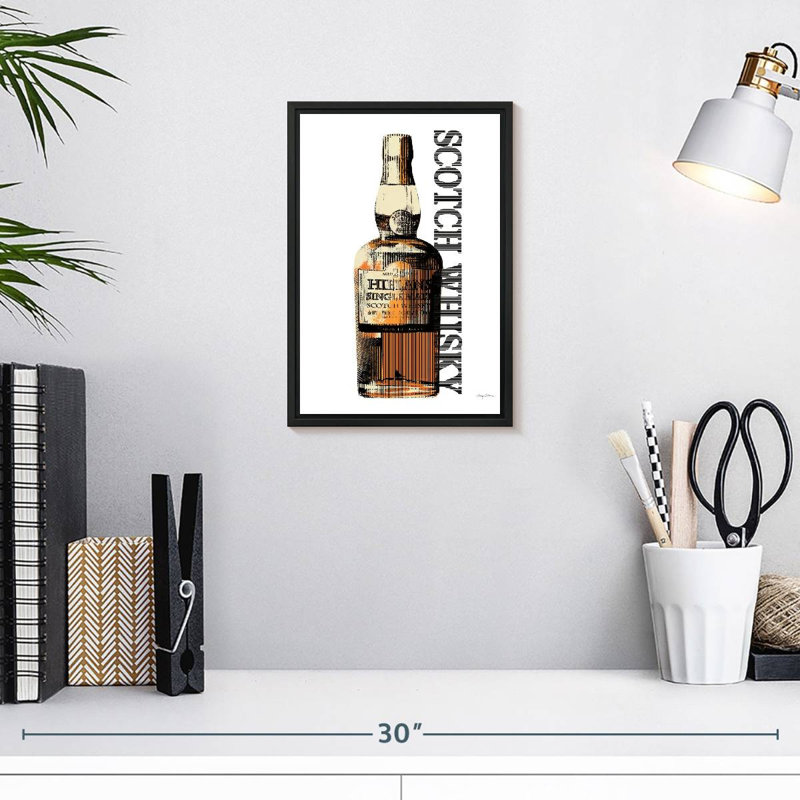 Scotch whisky, 9 po x 13 po, Cadre flottant noir