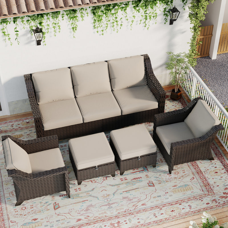 5 - Person Seating Group with Cushions, Beige