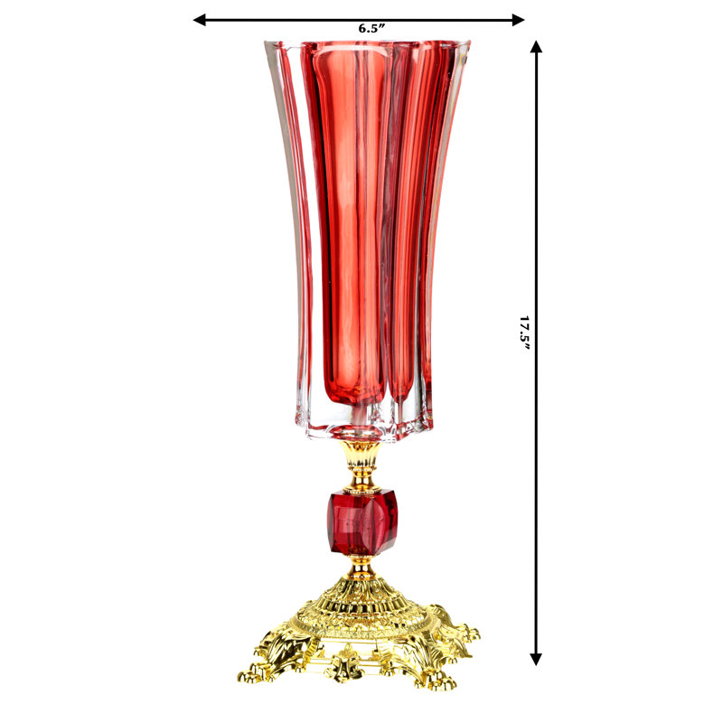 Vase piédestal cannelé majestueux - 6 X 17 pouces