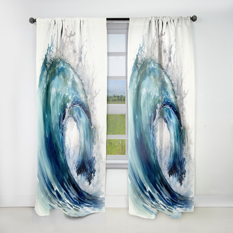 Ocean Wave Motion VI - Rideau moderne - Velours obscurcissant - 1 panneau, L 52 po x L 63 po