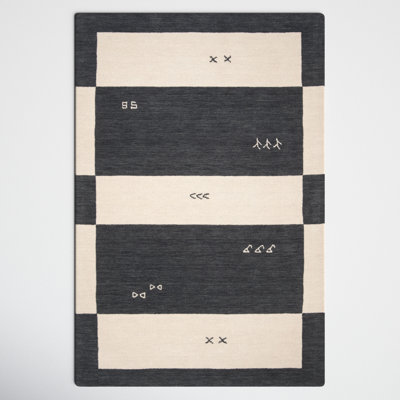 Santiago Handmade Wool Cream/Black Rug