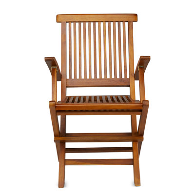 Teak Solid Wood Outdoor Folding Dining Armchair with Cushions