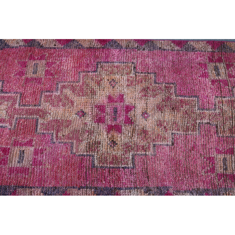Handmade Turkish Runner in Pink Adds a Touch of Bohemian Charm to Your Living Room or Hallway