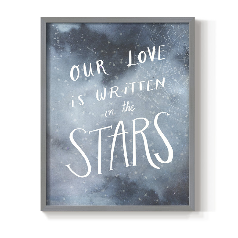 Celestial Love IV Framed Print - Solid Wood, 30" H x 24" W, Gray