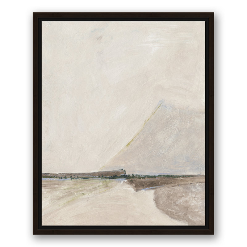 Montagne abstraite brun clair - Peinture, H 21,75 po x l 17,75 po x P 1,75 po, Toile à cadre flottant noir