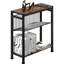 Table d'appoint pour petits espaces, design 2 en 1 avec porte-revues, brun rustique