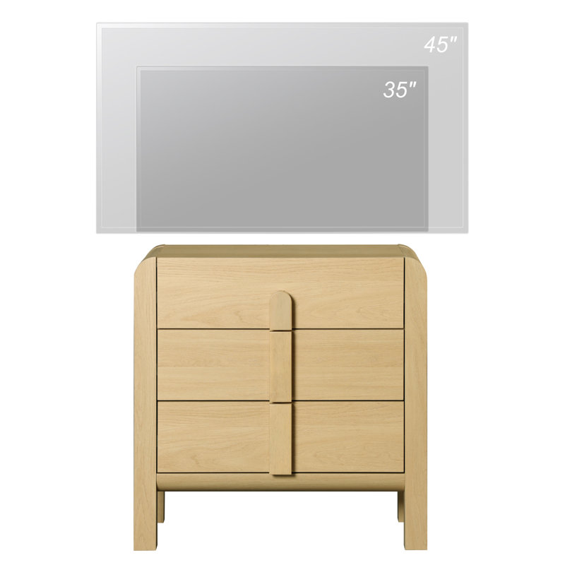 Wooden Baby Dresser With 3 Drawers, Kids Dressers With Wide Chest Of Drawers, Mid Century Modern Closet Storage Organizer, Small Dressers For Bedroom, Nursery, Hallway