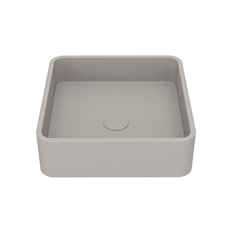 CASAINC Maple 15.35'' Concrete Square Bathroom Sink, Cold Concrete Gray