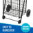 Portable Folding Shopping Cart With Wheels, Lightweight And Durable Metal Utility Trolley For Groceries, Laundry, And Home Use, Black, Compact Foldable Design