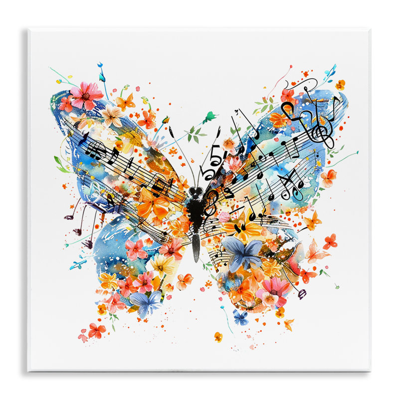  Song Notes Butterfly Wall Plaque Art by LSR Design Studio