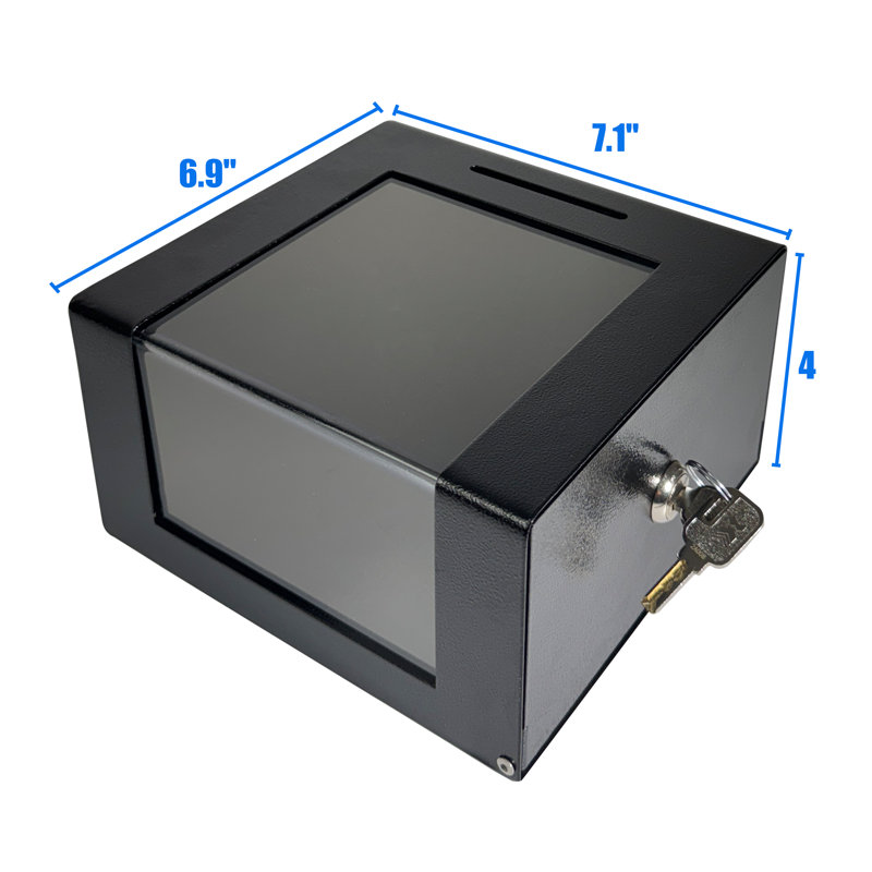 Steel Locking Tip Box - Heavy-duty Secure Tip Jar With Combination Cable Lock, Ideal For Taxi Tips, Donations, Suggestions, Business Cards, Cash, And More In Family Churches, Restaurants, And Events