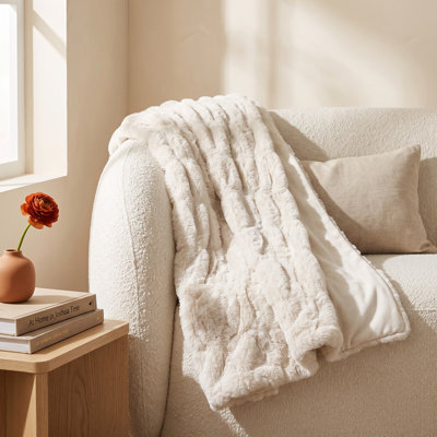 Markell Faux Fur Hand Woven Throw Blanket