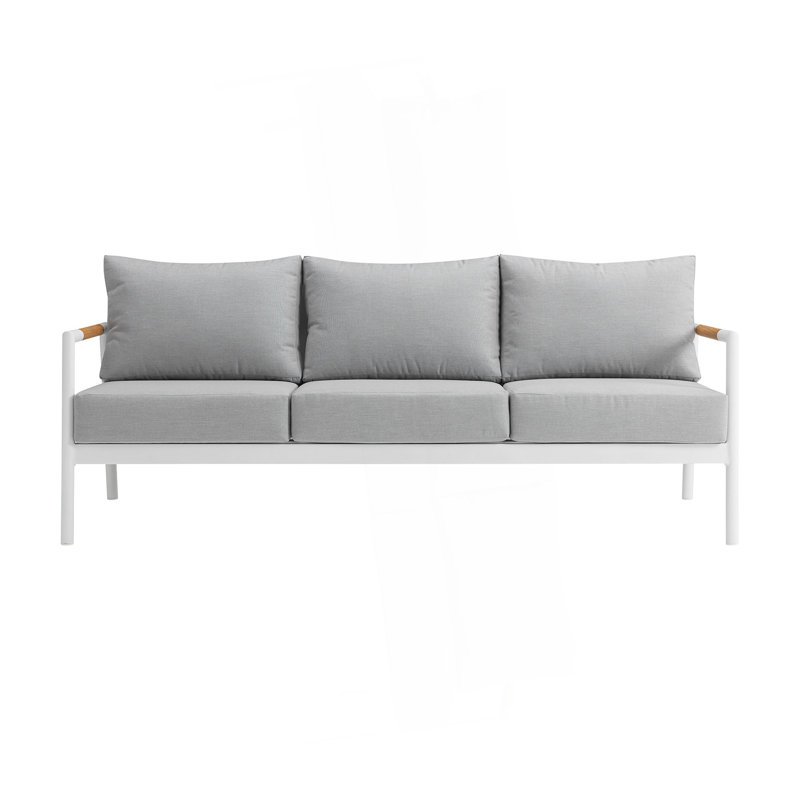 Canapé d'extérieur blanc et gris en aluminium et bois de teck Wyncrest