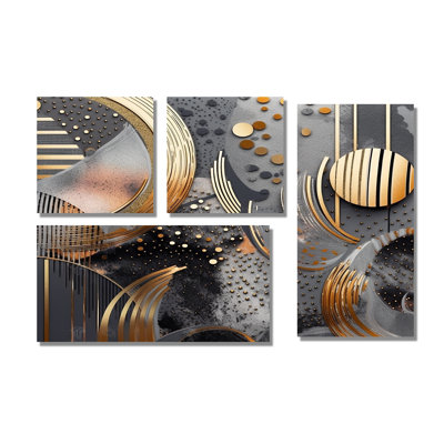 Doux couleurs marbrées abstraites III - Art mural grand marbre abstrait 4 pièces