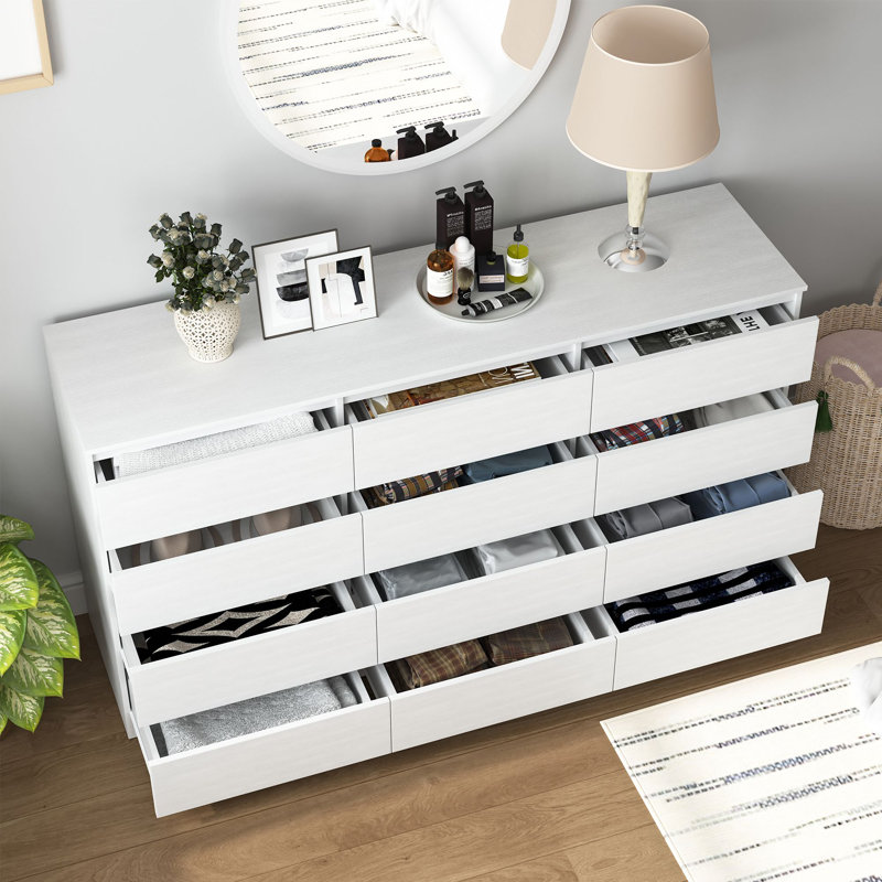 Commode double 12 tiroirs, Blanc