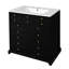 Meuble-lavabo de 30 po, cadre en bois massif noir, lavabo en céramique, 2 tiroirs d'extension, portes, rangement spacieux, style rétro, poignées en métal, charnières à glissière lisse 30,18 po, planches, glissière de tiroir exquise, portes