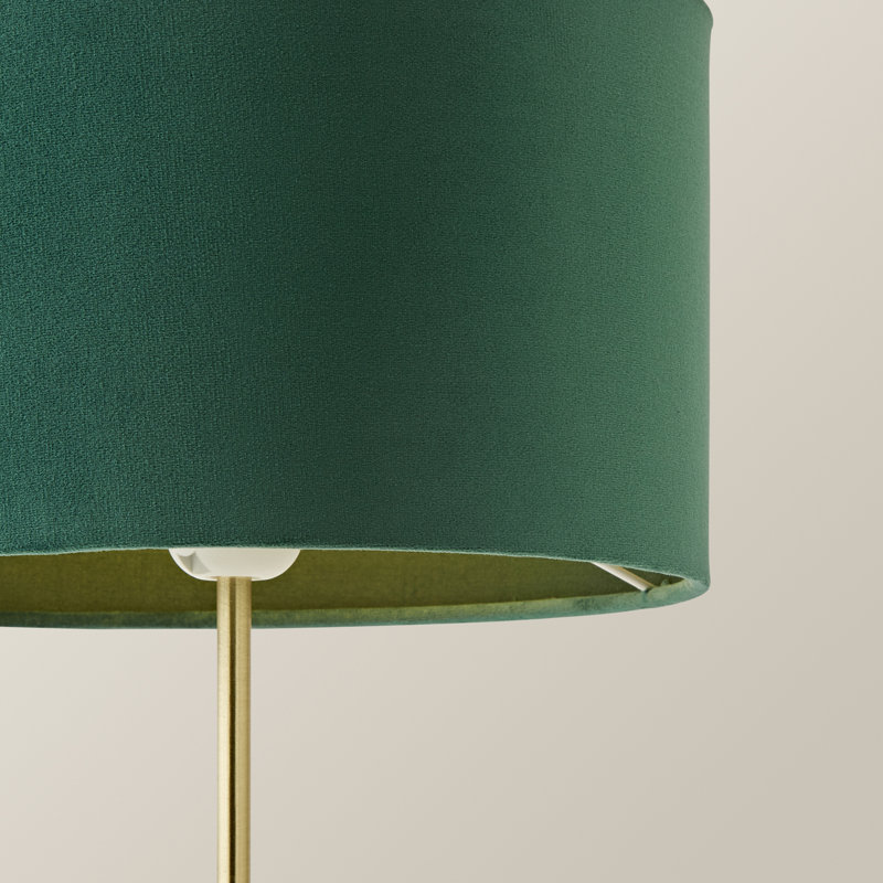 Dadiva Brushed Chrome Stem Table Lamp with Velvet Reni Shade, 38cm H x 17.5 cm W x 44.45cm D, Yes