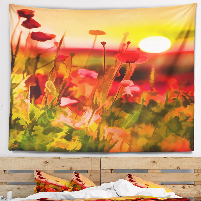 Tapisserie de polyester coucher de soleil avec des res avec accessoires suspendus inclus, H 78 po x l 92 po