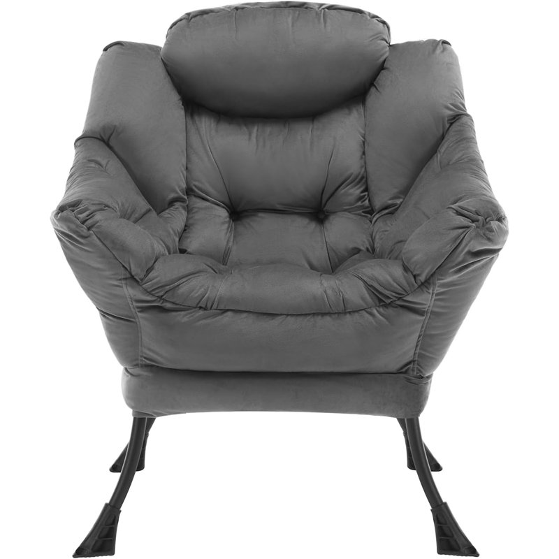 Velvet Armchair, Grey/Brown/Blue
