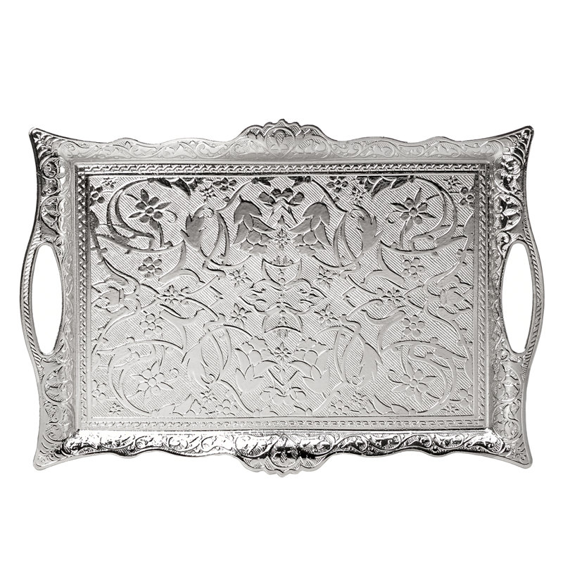 Plateau de service Fancy Coffee Tea, Argent brillant