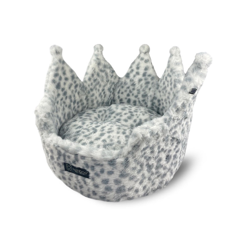  Crown Collection Micro-Plush Dog & Cat Bed - Snow Leopard