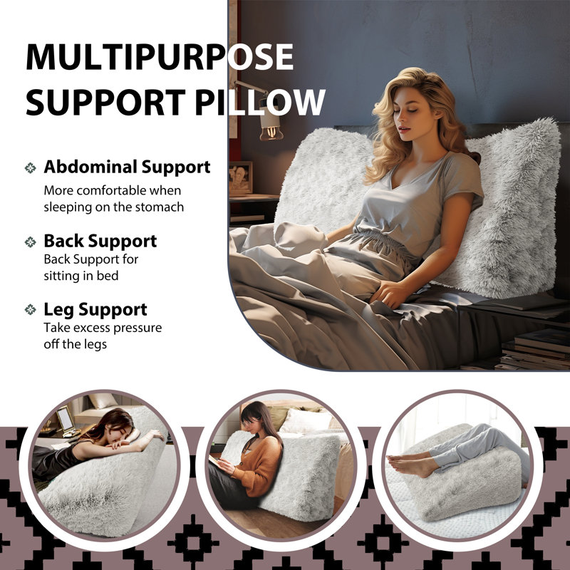 Wedge Headboard Pillow, White, 50cm H x 180cm W
