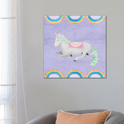 Rainbow Unicorn IV 1 Piece Wrapped Canvas Painting
