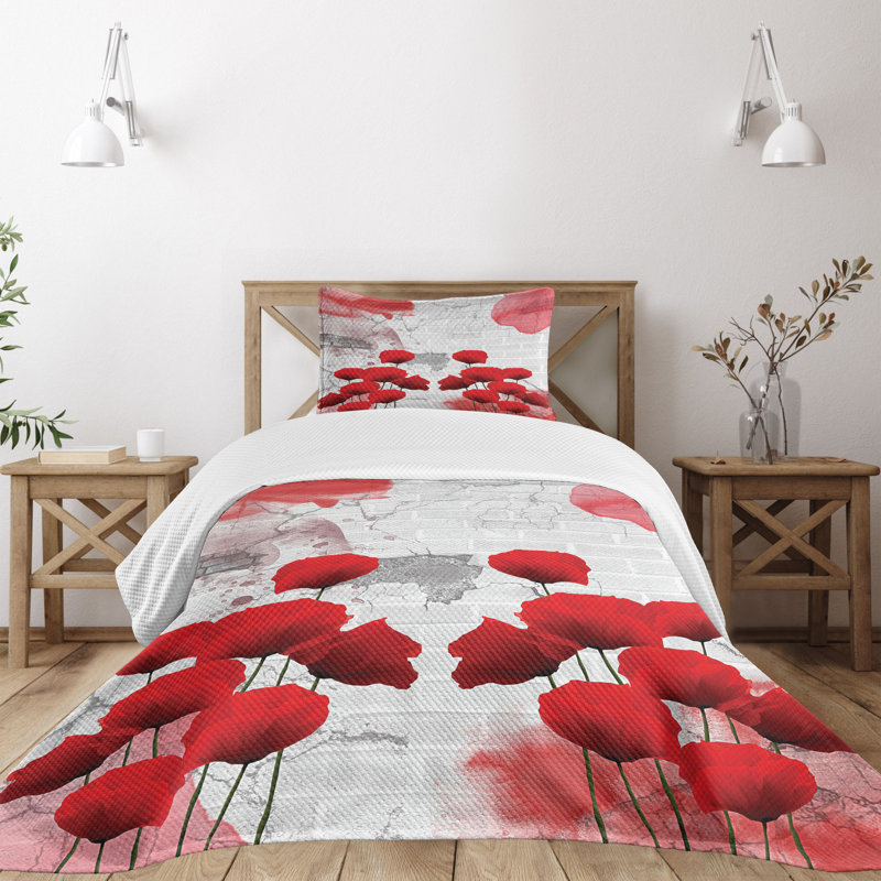 Gray Quilted Twin Bedspread Set with Pillow Sham