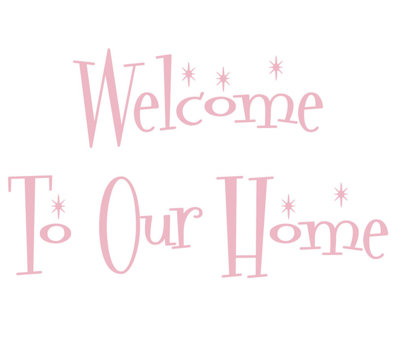 Décalcomanie murale "welcome to the home", Rose œillet, H 14,5 po x l 24 po x P 0,01 po