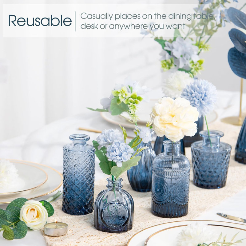 Ensemble de 12 vases en verre vert, Blue