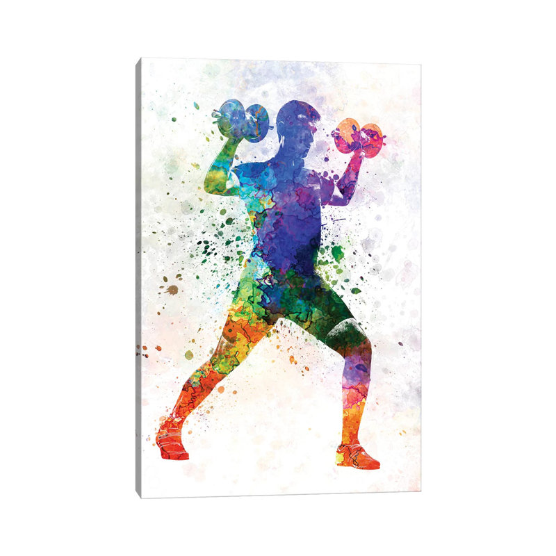 Reproduction d'art sur toile tendue, "Man exercising musculation" par Paul Rommer, H 40 po x l 26 po x P 1,5 po