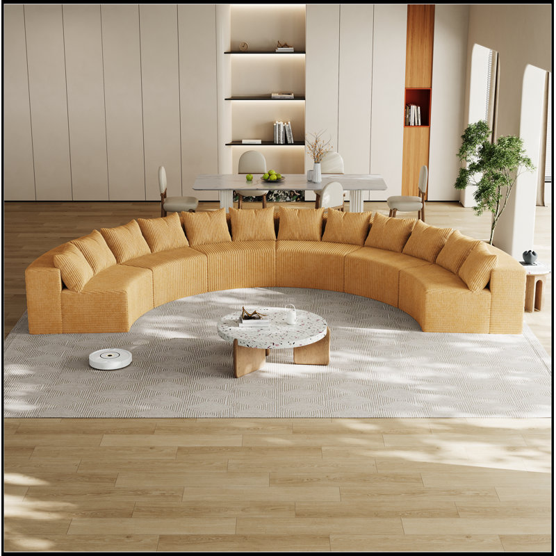 Canapé modulaire en mousse Corduroy, H 30,5 po x l 181 po x P 90 po, Jaune