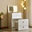 Bureau de coiffeuse 3-en-1 Clirim avec miroir rabattable, lumière DEL et tabouret