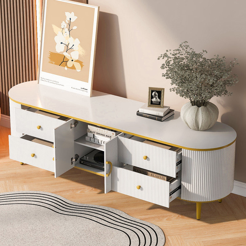 Crédence de rangement Nihira l 70,9 po, Blanc