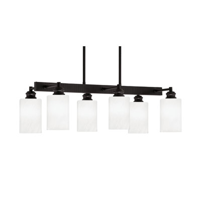 Barre d'éclairage 6 lumières Edge avec verre de marbre blanc 4 po