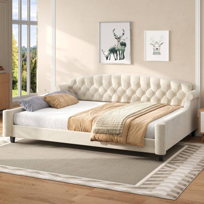 Grand lit de jour (beige)