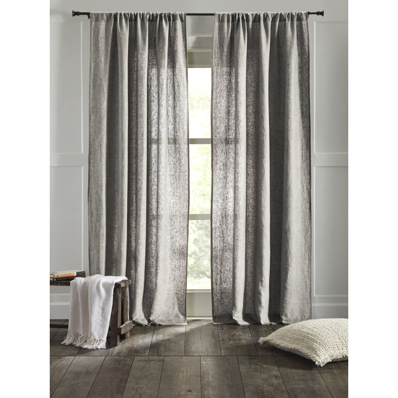 Rideau simple semi-transparent Brody, l 50 po x L 84 po, Gris