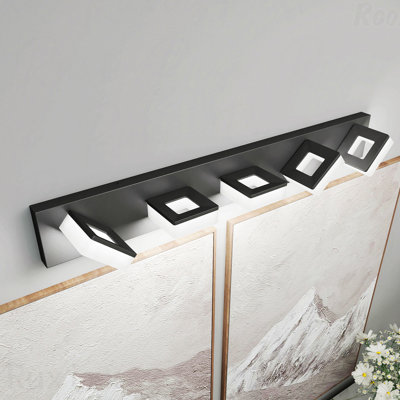 Bathroom Vanity Light - Matte Black Metal LED Acrylic, Modern Minimalist Wall Mount For Over Mirror