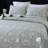 SLEEPBELLA Bluish Grey Botanical Quilt Set Queen Size 3Pcs, Bluish Grey Printed with Beige Leaves Pattern, All Season Lightweight Coverlet Sets-114247551-114247554