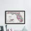 «Vintage Map of the State of Florida», reproduction d'art graphique sur papier encadrée-974902080