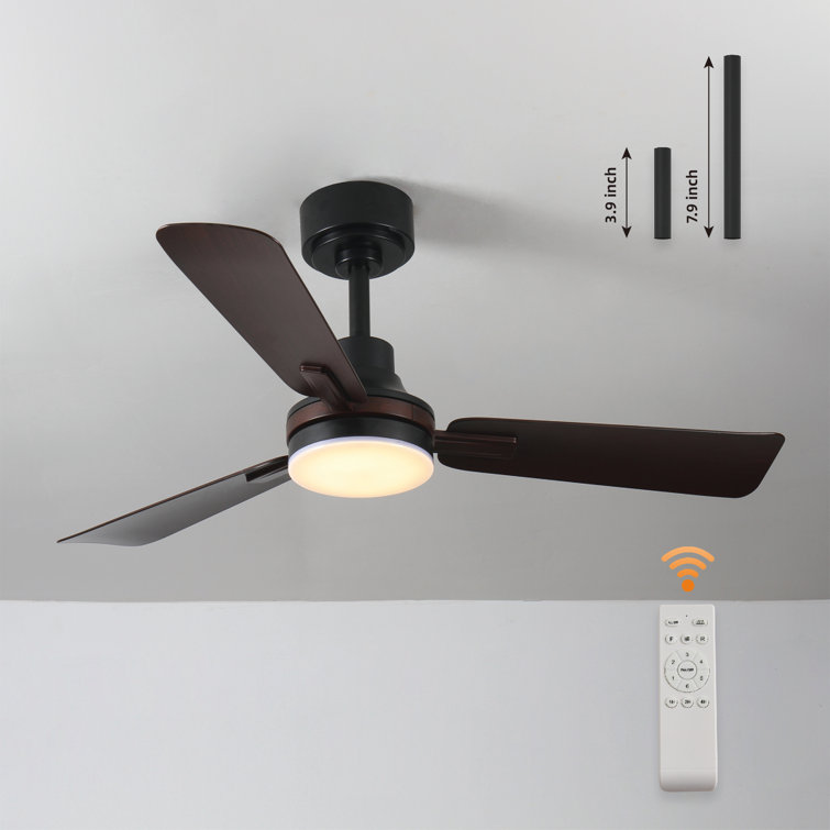 42 In. Smart Indoor Black Ceiling Fan With 3-colors Led Light And Dc Reversible Motor And Remote