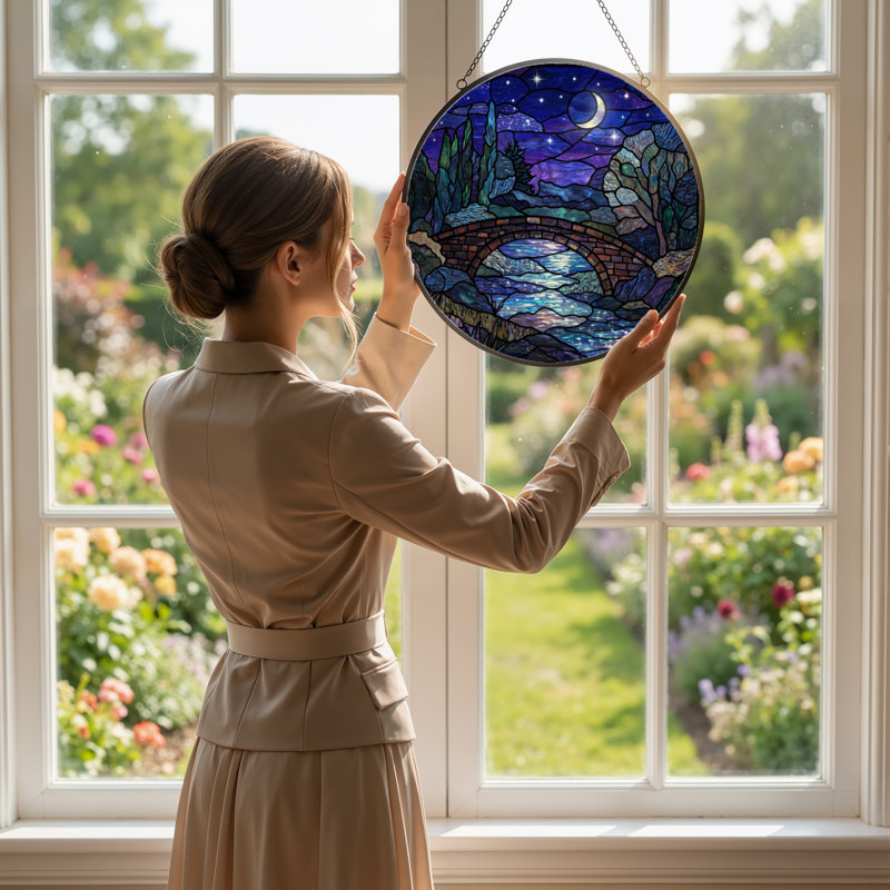 Panneau de vitrail 12 "H Night Sky